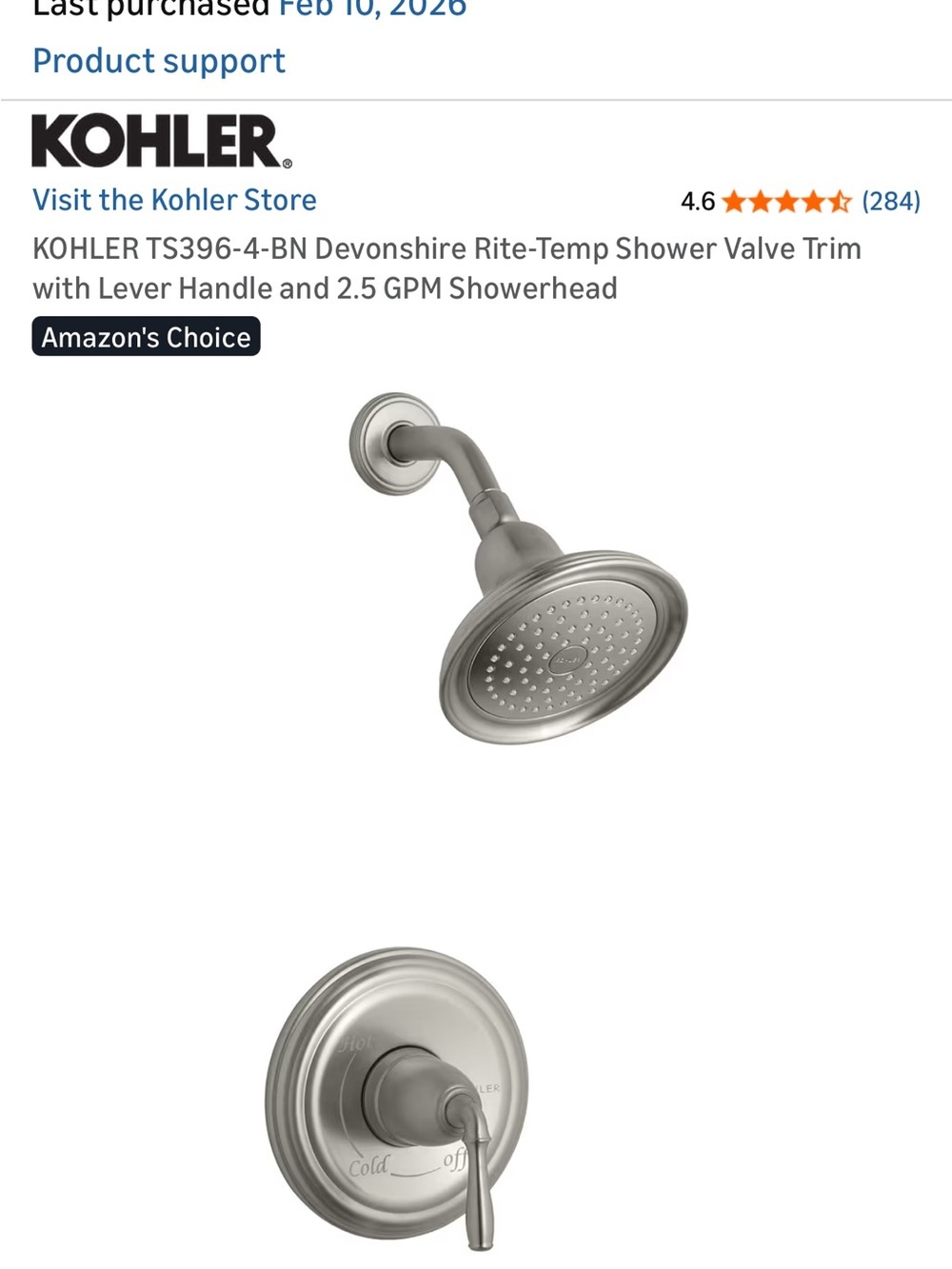 Brushed Nickel Single Lever Shower Valve Trim NEW IN BOX - Picture 8 of 14